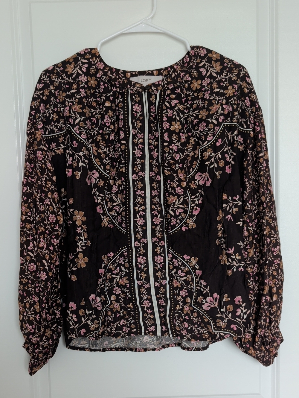 LOFT Brown Floral Blouse